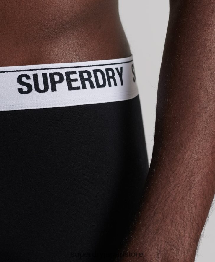 オーガニックコットントランクトリプルパック 男性 Superdry 衣類 黒 2J62PZ1787