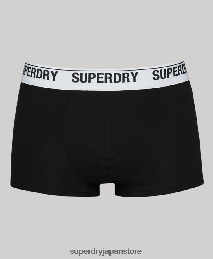 オーガニックコットントランクトリプルパック 男性 Superdry 衣類 黒 2J62PZ1788