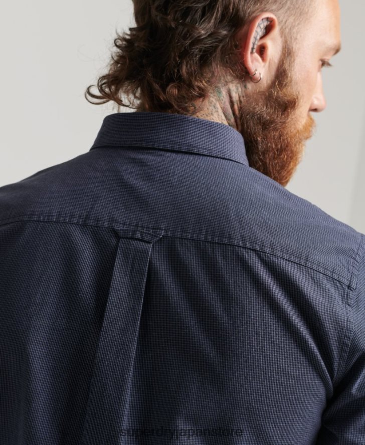 コットンマイクロチェックシャツ 男性 Superdry 衣類 海軍 2J62PZ178