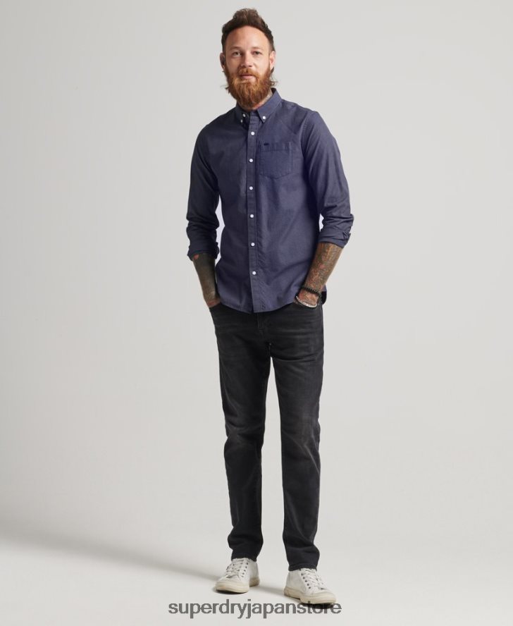コットンマイクロチェックシャツ 男性 Superdry 衣類 海軍 2J62PZ178