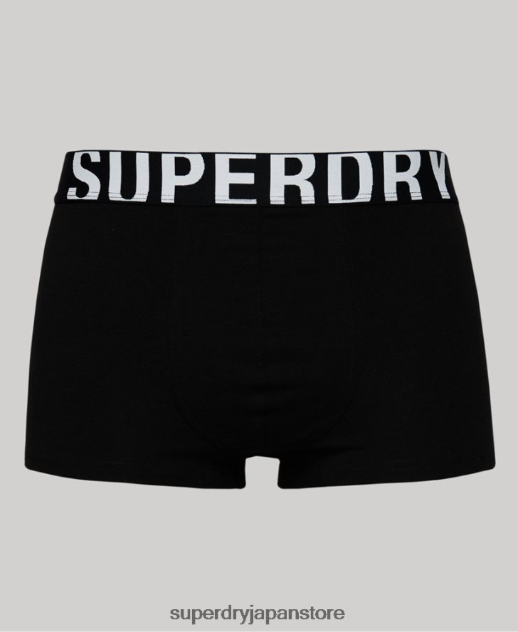 オーガニックコットン トランクロゴ ダブルパック 男性 Superdry 衣類 黒 2J62PZ1795