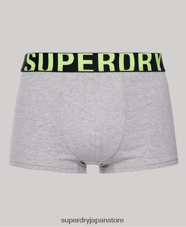 オーガニックコットン トランクロゴ ダブルパック 男性 Superdry 衣類 グレー 2J62PZ1796