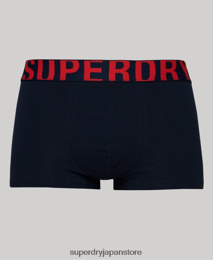 オーガニックコットン トランクロゴ ダブルパック 男性 Superdry 衣類 海軍 2J62PZ1797