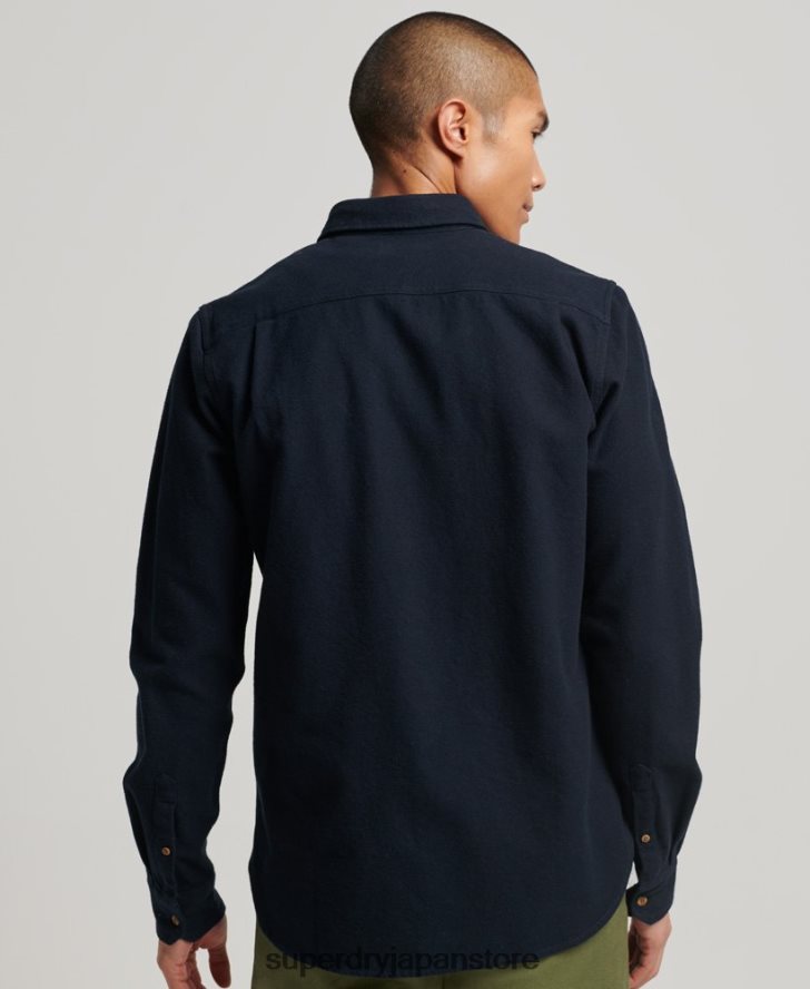 オーガニックコットン トレイルズマン フランネルシャツ 男性 Superdry 衣類 海軍 2J62PZ179