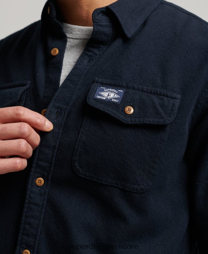 オーガニックコットン トレイルズマン フランネルシャツ 男性 Superdry 衣類 海軍 2J62PZ179