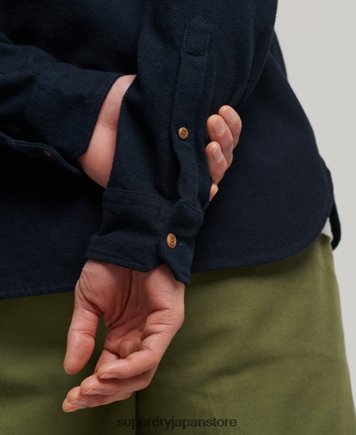 オーガニックコットン トレイルズマン フランネルシャツ 男性 Superdry 衣類 海軍 2J62PZ179