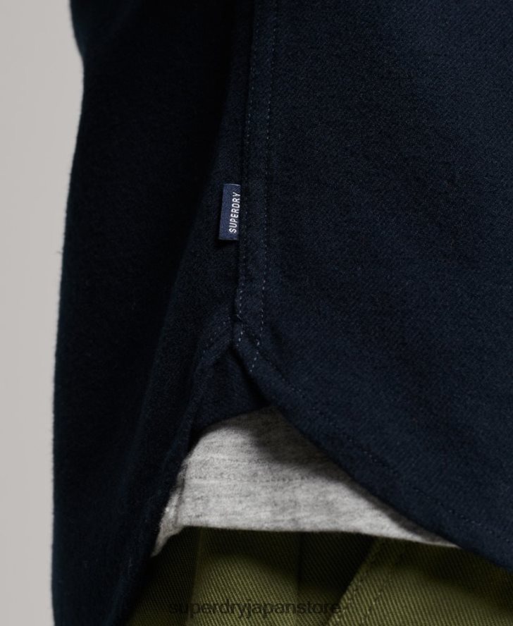 オーガニックコットン トレイルズマン フランネルシャツ 男性 Superdry 衣類 海軍 2J62PZ179