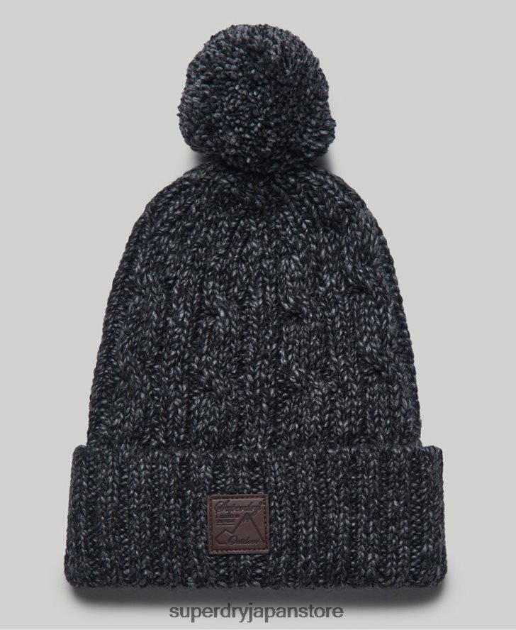 トロール船ケーブルビーニー帽 男性 Superdry アクセサリー 濃い灰色 2J62PZ1806