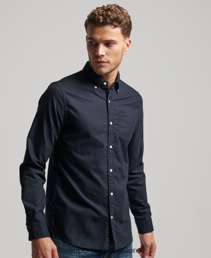 ウォッシュドオックスフォードシャツ 男性 Superdry 衣類 海軍 2J62PZ181
