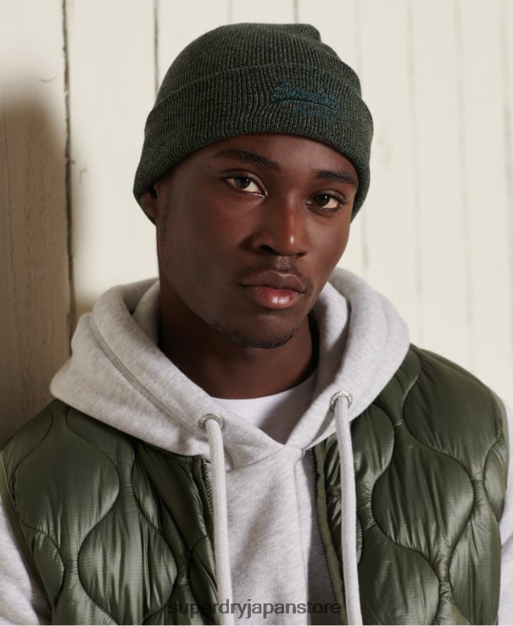 ヴィンテージロゴクラシックビーニー帽 男性 Superdry アクセサリー 緑 2J62PZ1815