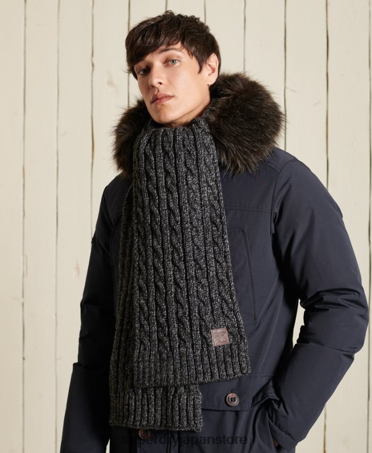 トロール船ケーブルスカーフ 男性 Superdry アクセサリー 濃い灰色 2J62PZ1816