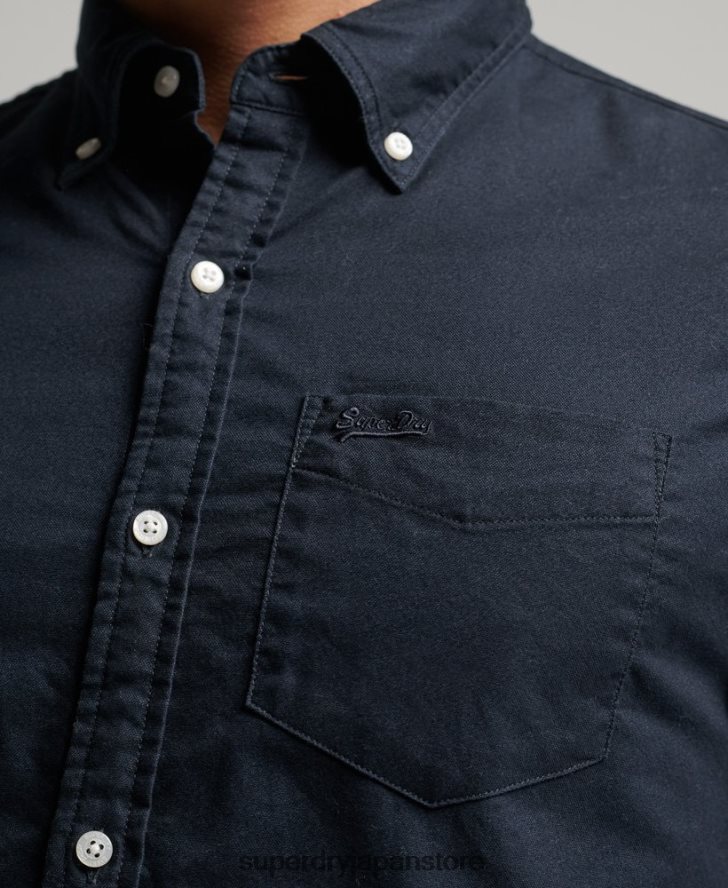 ウォッシュドオックスフォードシャツ 男性 Superdry 衣類 海軍 2J62PZ181