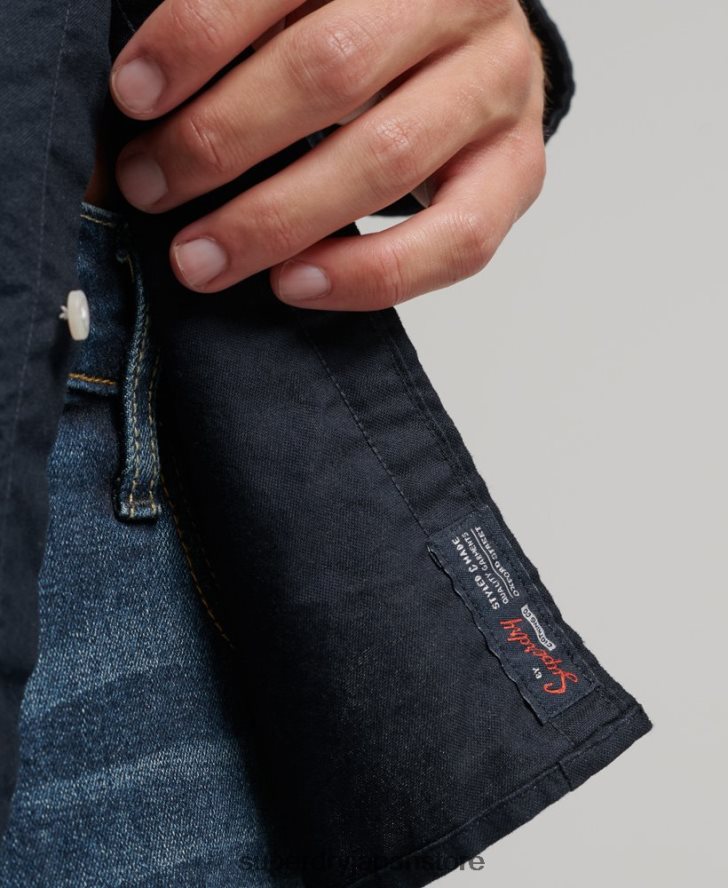 ウォッシュドオックスフォードシャツ 男性 Superdry 衣類 海軍 2J62PZ181