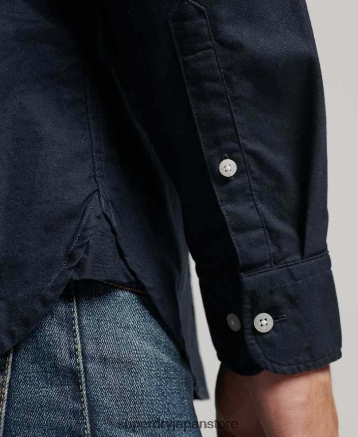 ウォッシュドオックスフォードシャツ 男性 Superdry 衣類 海軍 2J62PZ181