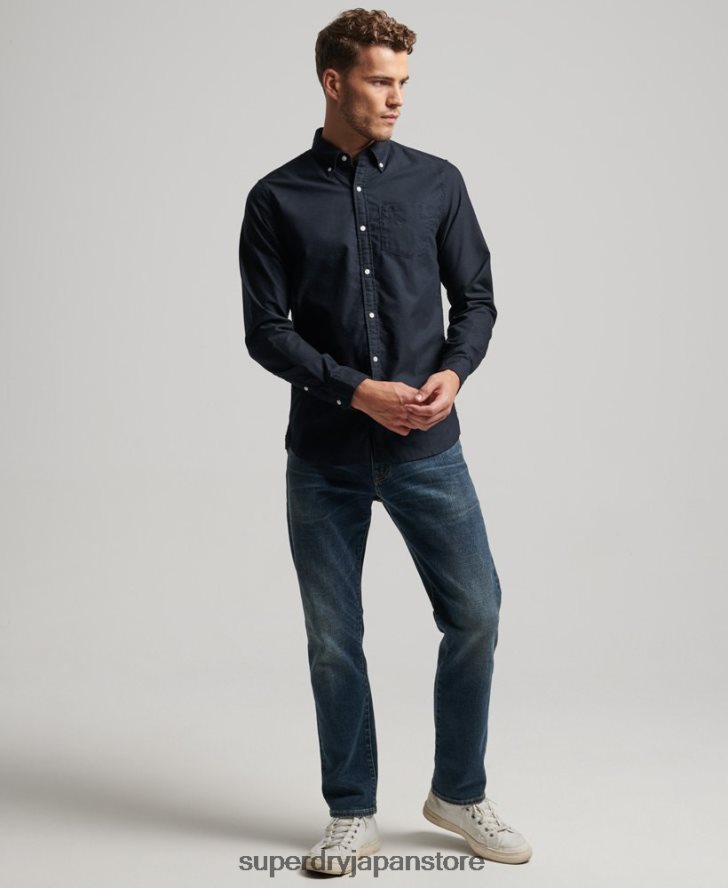 ウォッシュドオックスフォードシャツ 男性 Superdry 衣類 海軍 2J62PZ181