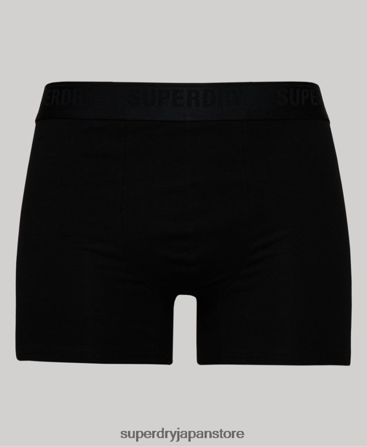 オーガニックコットンボクサー トリプルパック 男性 Superdry 衣類 黒 2J62PZ1820