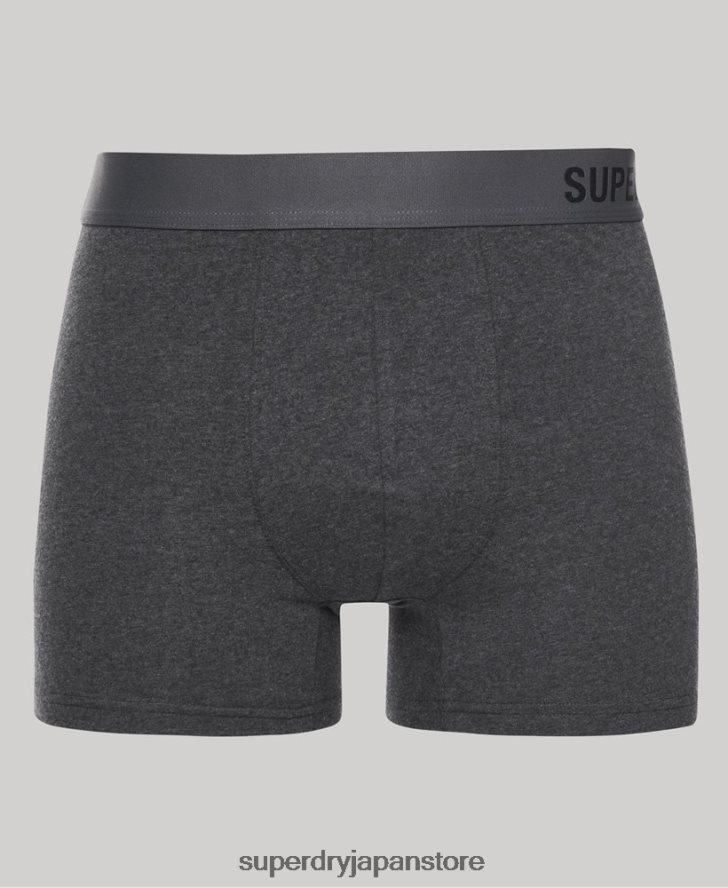 オーガニックコットン オフセットボクサー ダブルパック 男性 Superdry 衣類 黒 2J62PZ1824