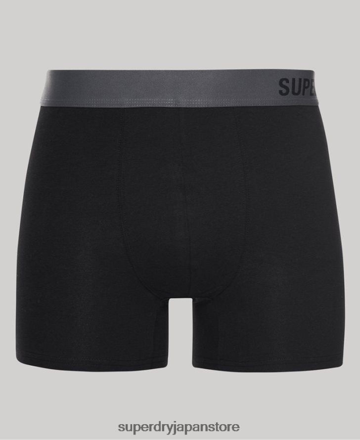 オーガニックコットン オフセットボクサー ダブルパック 男性 Superdry 衣類 黒 2J62PZ1824