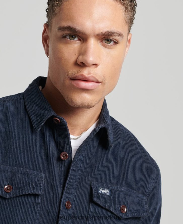 ヴィンテージコードオーバーシャ​​ツ 男性 Superdry 衣類 海軍 2J62PZ182