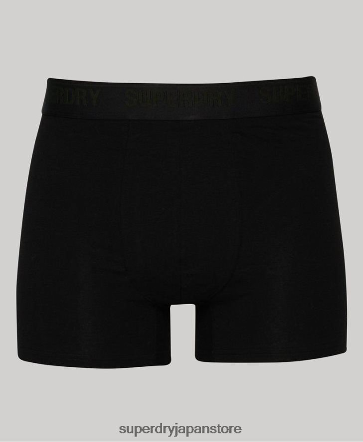 オーガニックコットンボクサーマルチトリプルパック 男性 Superdry 衣類 黒 2J62PZ1831