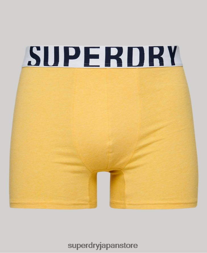 オーガニックコットンボクサー デュアルロゴ ダブルパック 男性 Superdry 衣類 青 2J62PZ1835