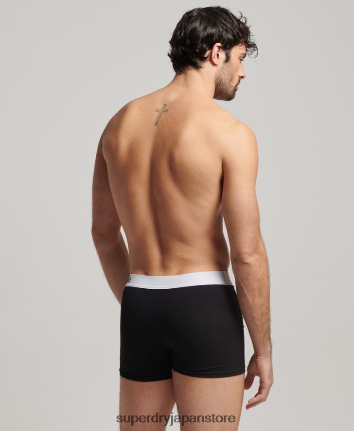 オーガニックコットン オフセットボクサー ダブルパック 男性 Superdry 衣類 黒 2J62PZ1836