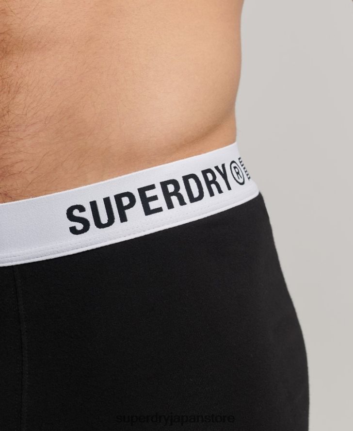 オーガニックコットン オフセットボクサー ダブルパック 男性 Superdry 衣類 黒 2J62PZ1836