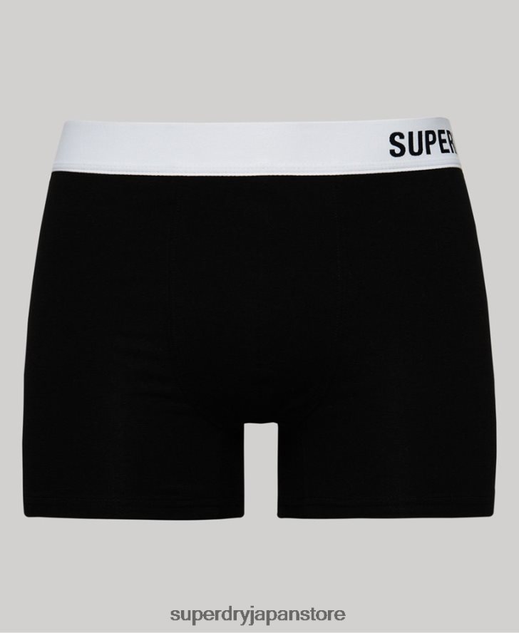 オーガニックコットン オフセットボクサー ダブルパック 男性 Superdry 衣類 黒 2J62PZ1836
