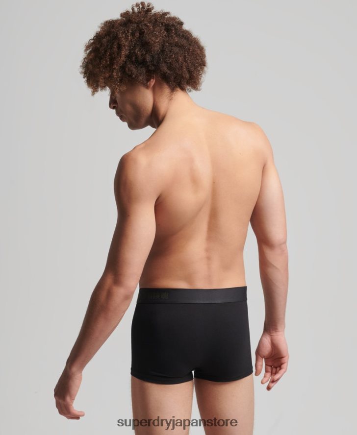 オーガニックコットントランクオフセットダブルパック 男性 Superdry 衣類 黒 2J62PZ1845