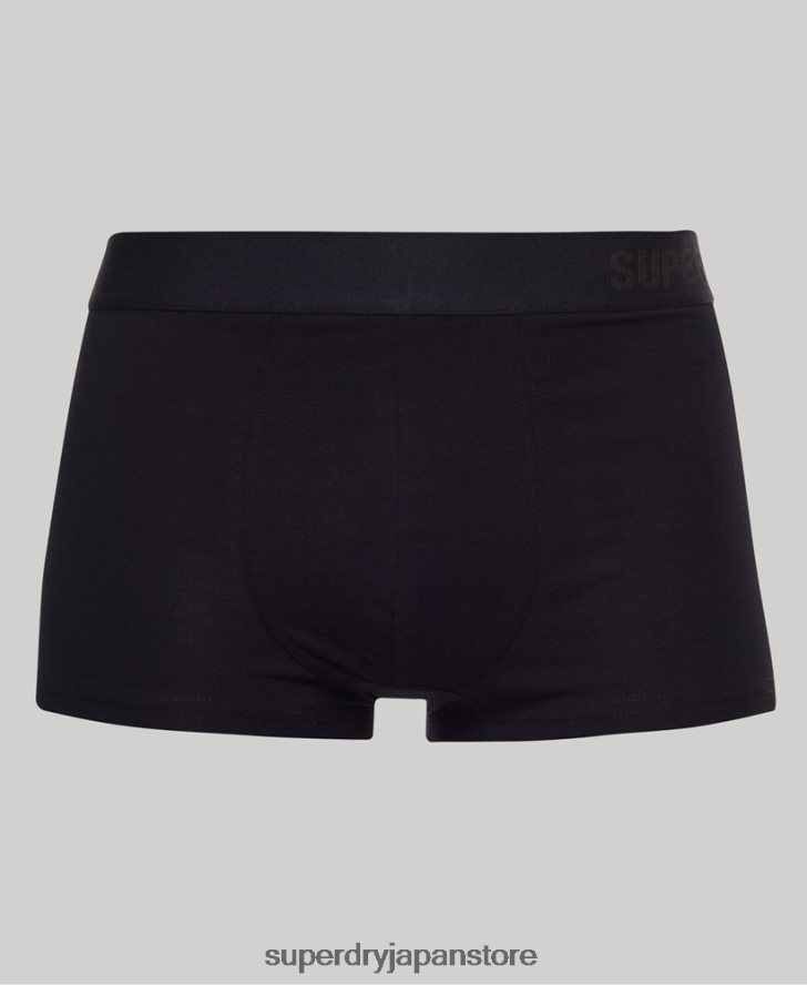 オーガニックコットントランクオフセットダブルパック 男性 Superdry 衣類 黒 2J62PZ1845