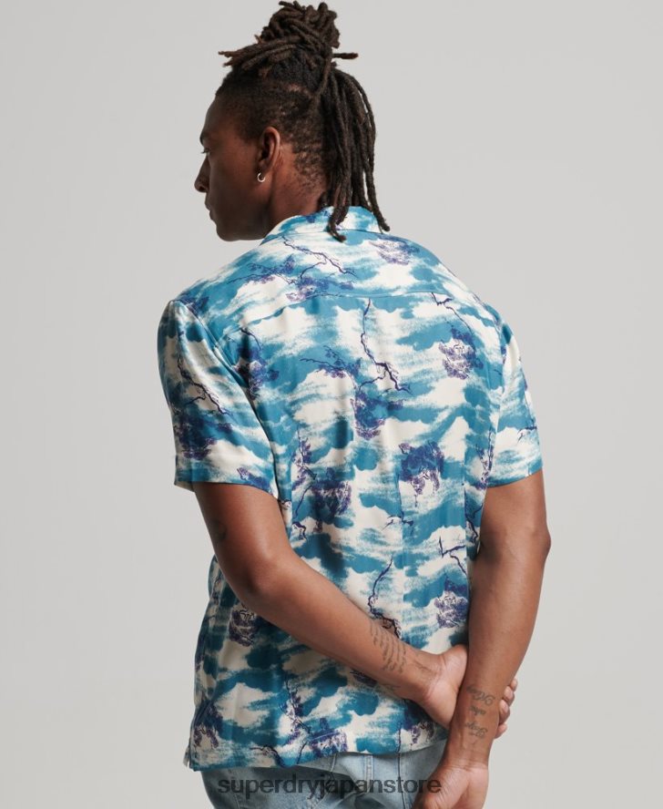 リビア半袖シャツ 男性 Superdry 衣類 海軍 2J62PZ184