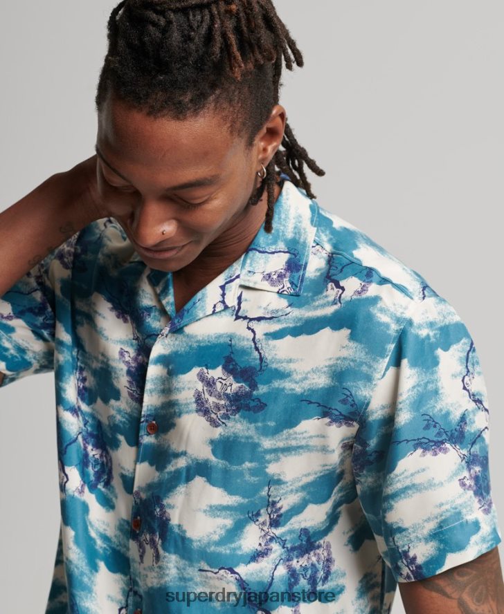 リビア半袖シャツ 男性 Superdry 衣類 海軍 2J62PZ184