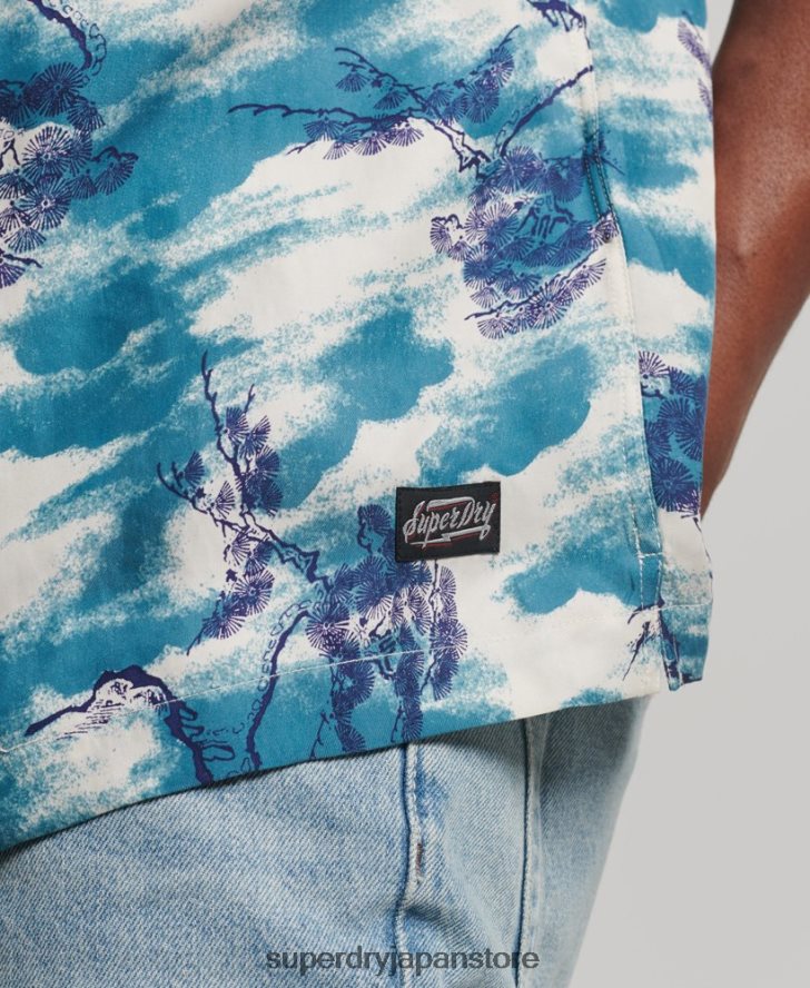 リビア半袖シャツ 男性 Superdry 衣類 海軍 2J62PZ184
