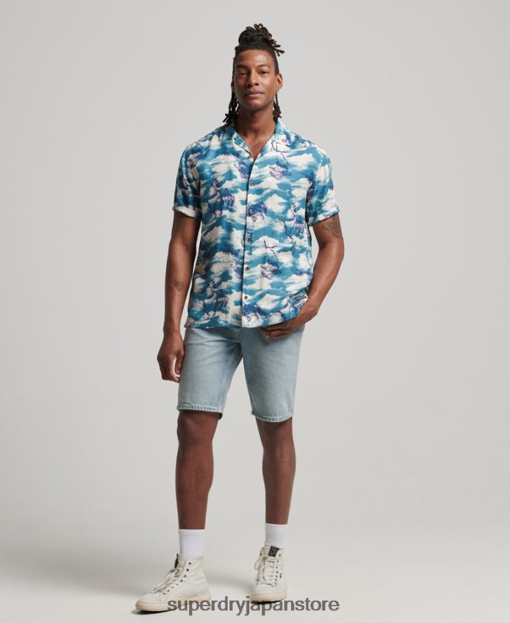 リビア半袖シャツ 男性 Superdry 衣類 海軍 2J62PZ184