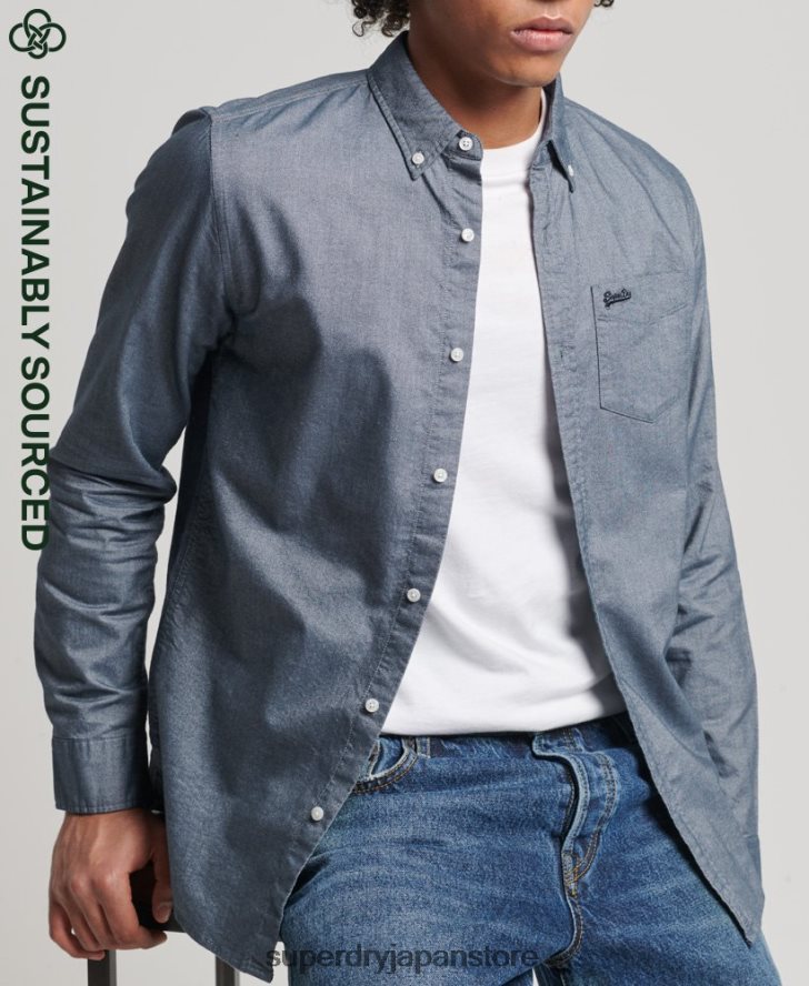 オーガニックコットンのヴィンテージオックスフォードシャツ 男性 Superdry 衣類 海軍 2J62PZ185