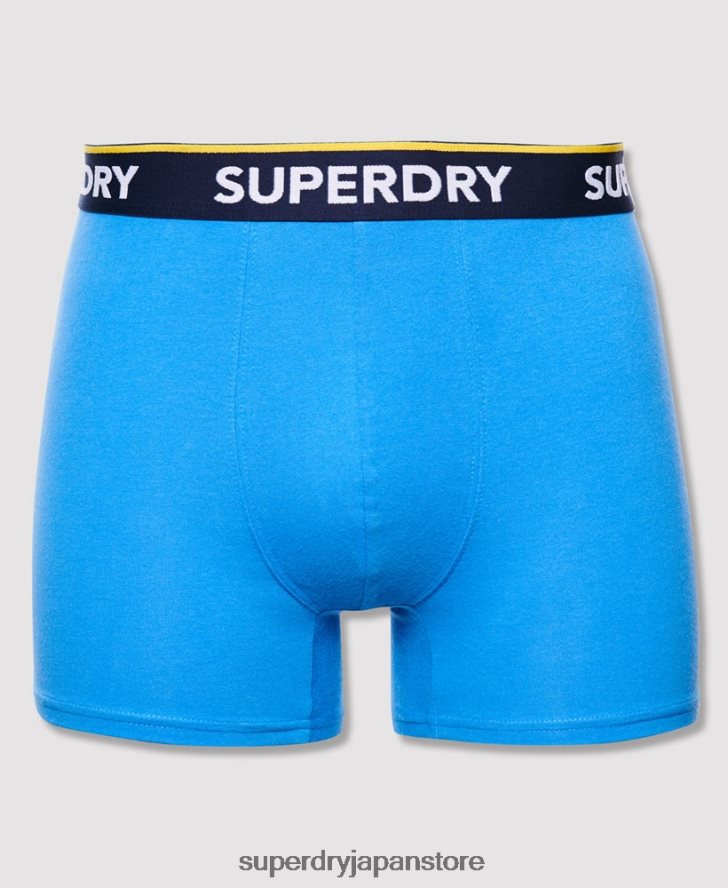 オーガニックコットン クラシックボクサー ダブルパック 男性 Superdry 衣類 青 2J62PZ1850