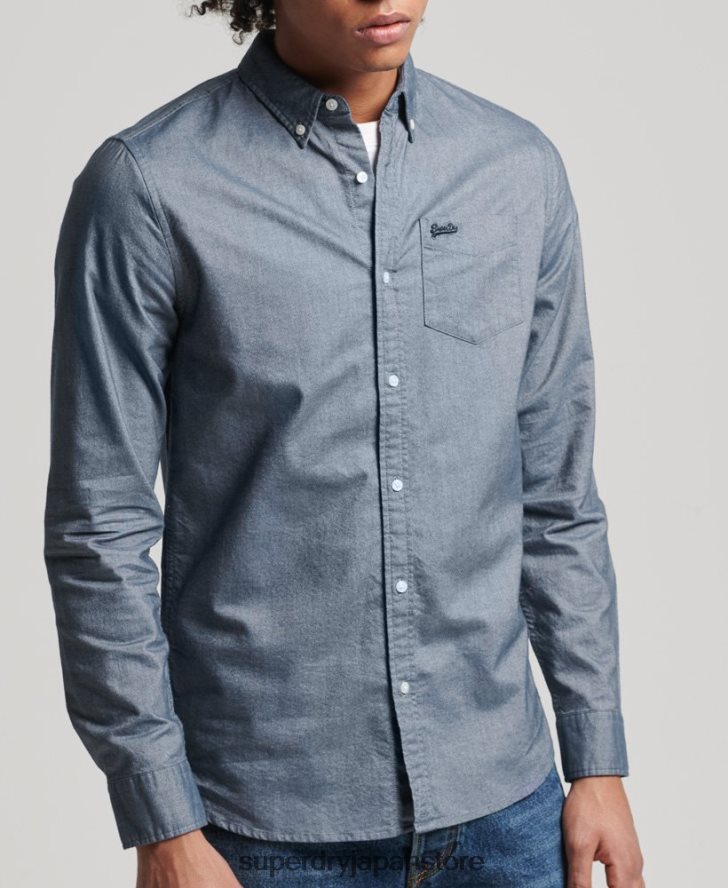 オーガニックコットンのヴィンテージオックスフォードシャツ 男性 Superdry 衣類 海軍 2J62PZ185
