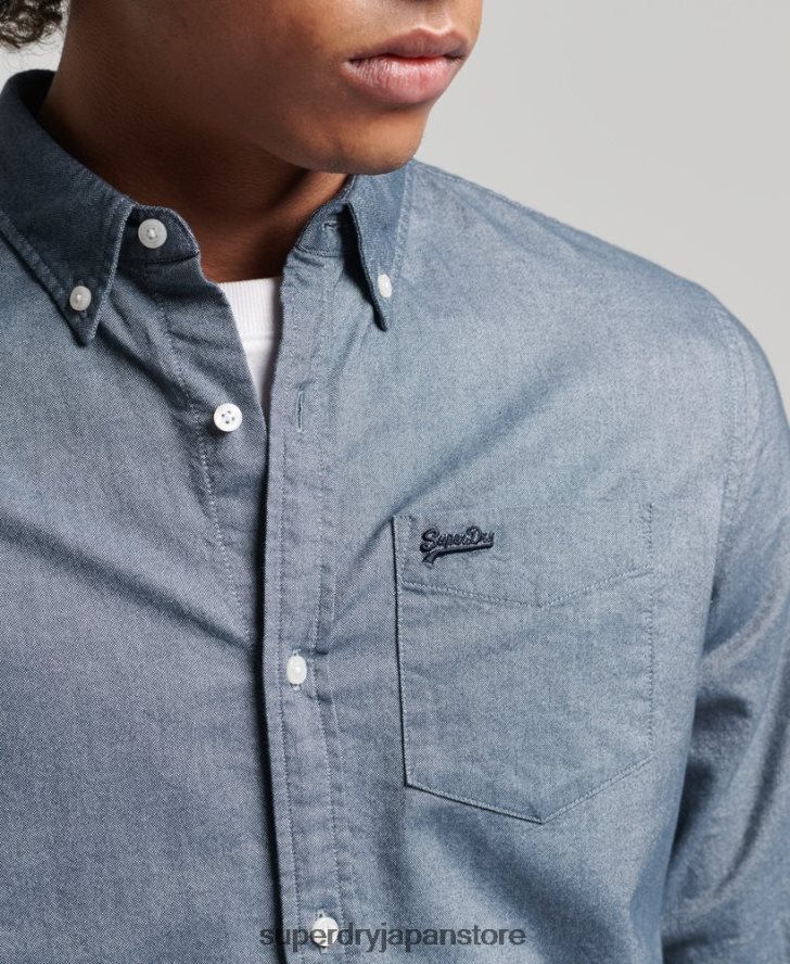 オーガニックコットンのヴィンテージオックスフォードシャツ 男性 Superdry 衣類 海軍 2J62PZ185