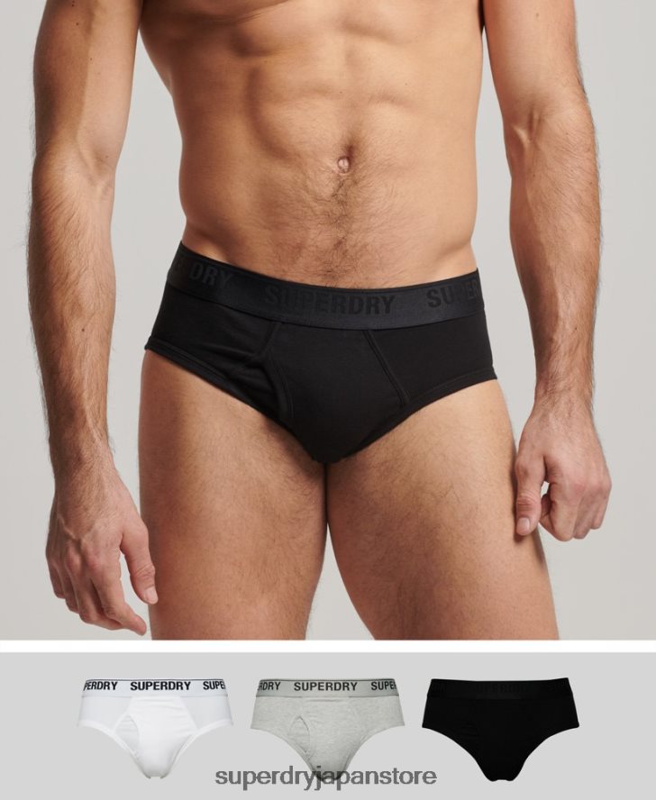 オーガニックコットン ブリーフ トリプルパック 男性 Superdry 衣類 黒 2J62PZ1862