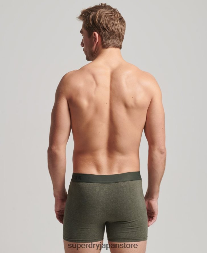 オーガニックコットン オフセットボクサー ダブルパック 男性 Superdry 衣類 黒 2J62PZ1864