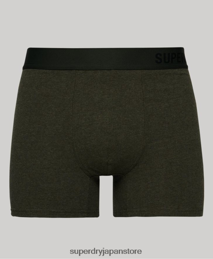 オーガニックコットン オフセットボクサー ダブルパック 男性 Superdry 衣類 黒 2J62PZ1864