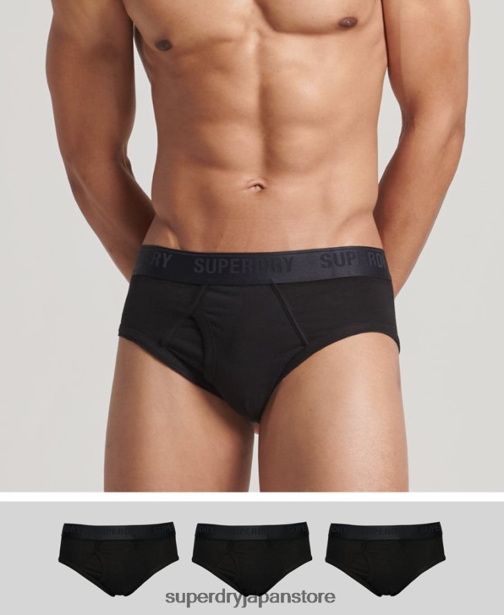 オーガニックコットン ブリーフ トリプルパック 男性 Superdry 衣類 黒 2J62PZ1866