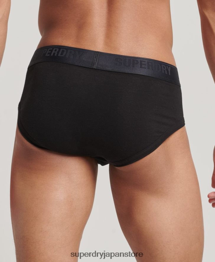 オーガニックコットン ブリーフ トリプルパック 男性 Superdry 衣類 黒 2J62PZ1866