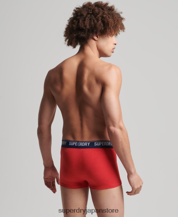 オーガニックコットン トランク マルチ ダブルパック 男性 Superdry 衣類 赤 2J62PZ1867