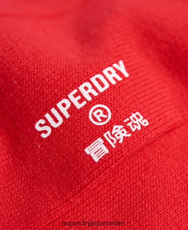 オーガニックコットンカジュアルリブソックス 男性 Superdry アクセサリー 赤 2J62PZ1868