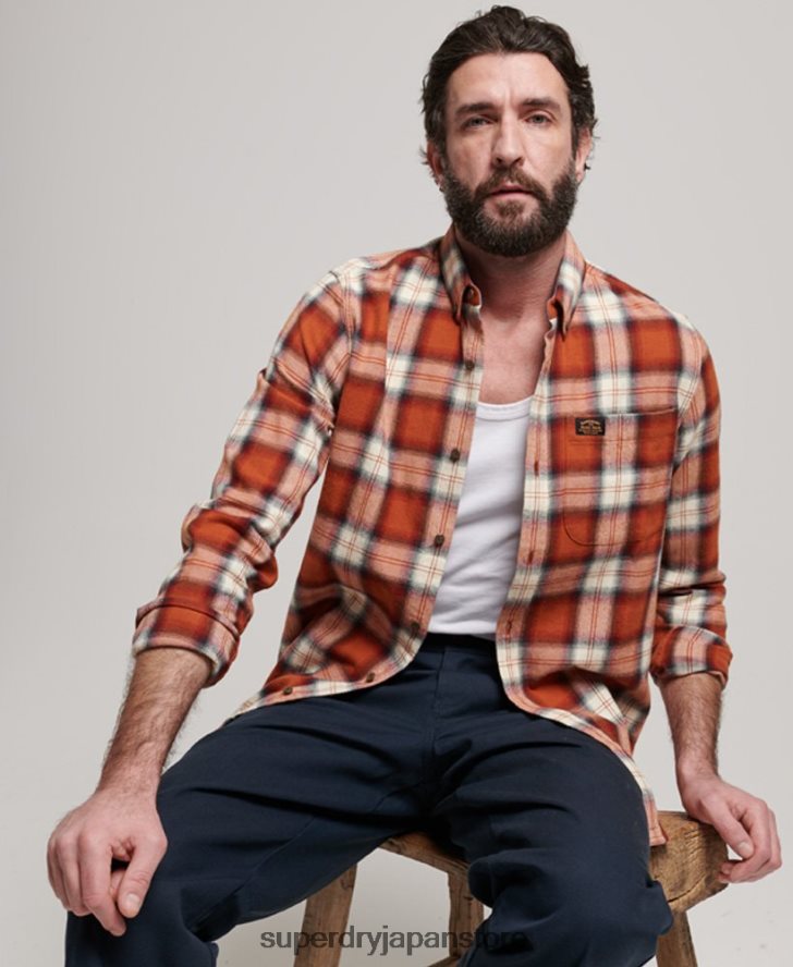オーガニックコットン ヴィンテージ ランバージャック シャツ 男性 Superdry 衣類 オレンジ 2J62PZ187