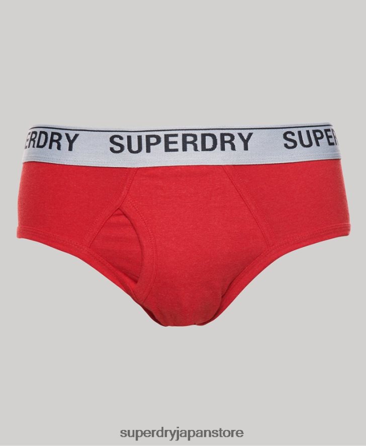 オーガニックコットン ブリーフ トリプルパック 男性 Superdry 衣類 赤 2J62PZ1871