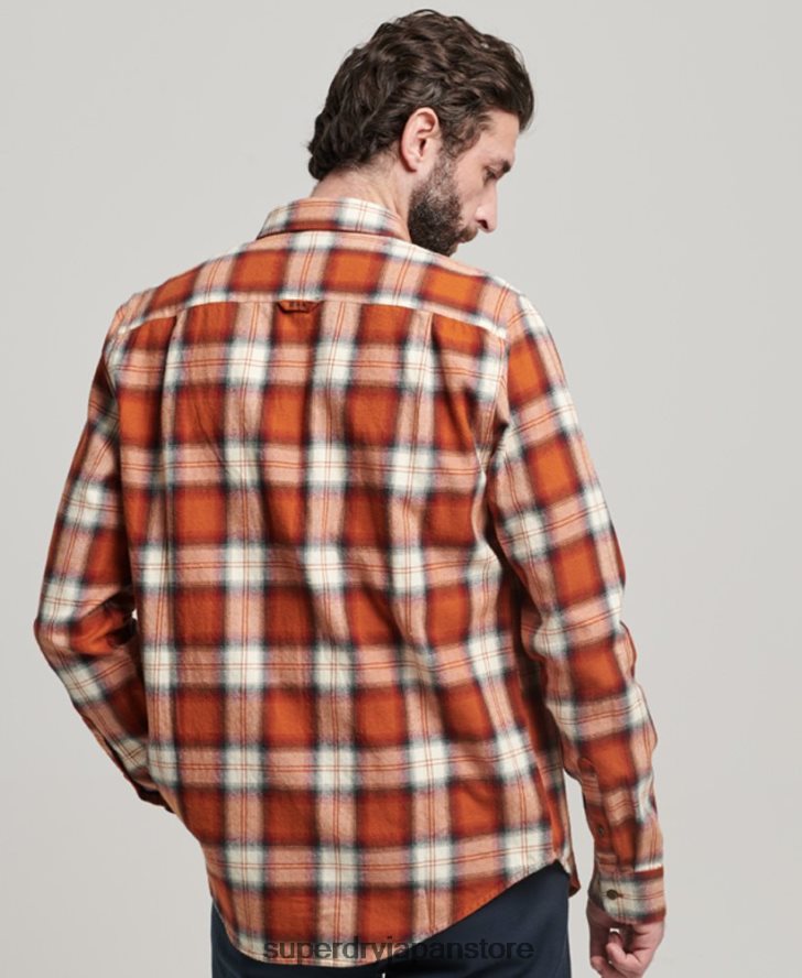 オーガニックコットン ヴィンテージ ランバージャック シャツ 男性 Superdry 衣類 オレンジ 2J62PZ187