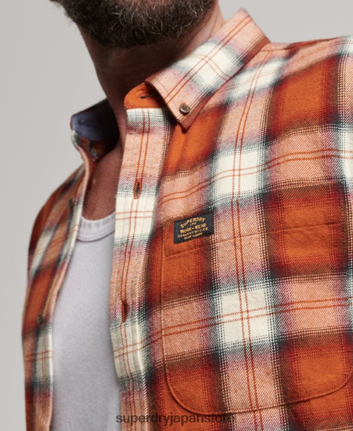 オーガニックコットン ヴィンテージ ランバージャック シャツ 男性 Superdry 衣類 オレンジ 2J62PZ187