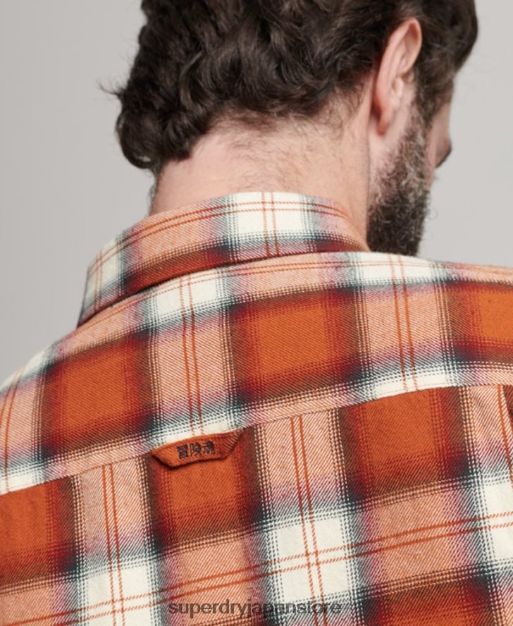 オーガニックコットン ヴィンテージ ランバージャック シャツ 男性 Superdry 衣類 オレンジ 2J62PZ187